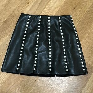 Alice and Olivia Lecia Embellished Faux Leather Mini Skirt Size 4